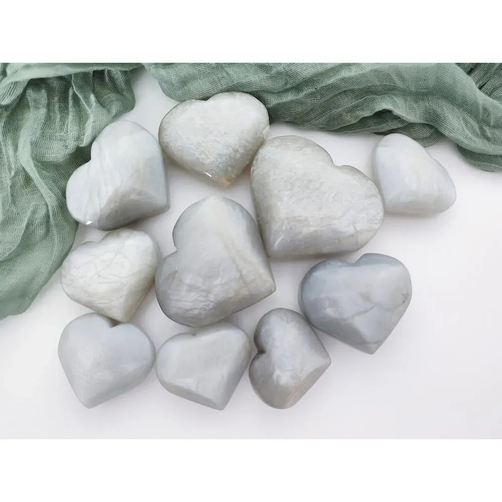 Super Flash Sage Moonstone Heart Carving Garnierite - Picture 2 of 12